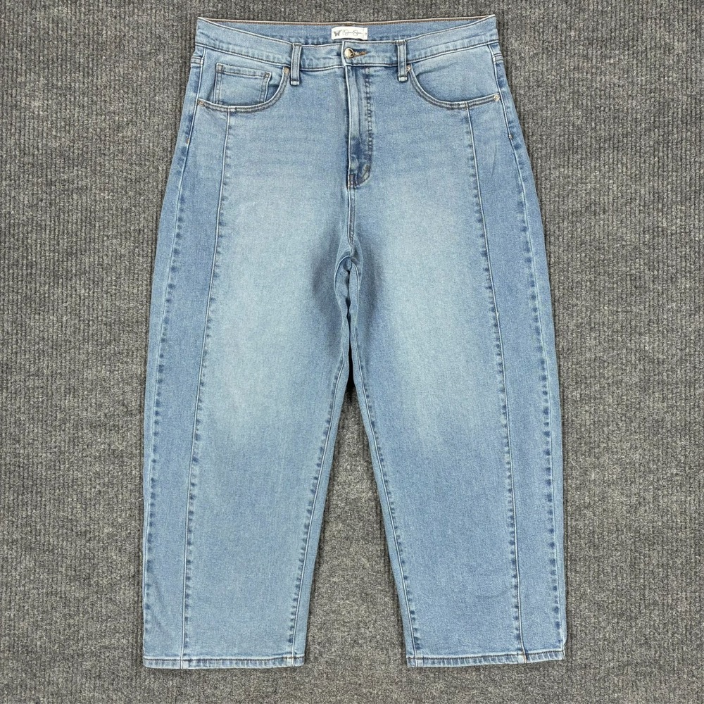 Jessica Simpson Womens 12 High Rise Wide Leg Crop Jeans Light Wash WJJSB-221-LIW
